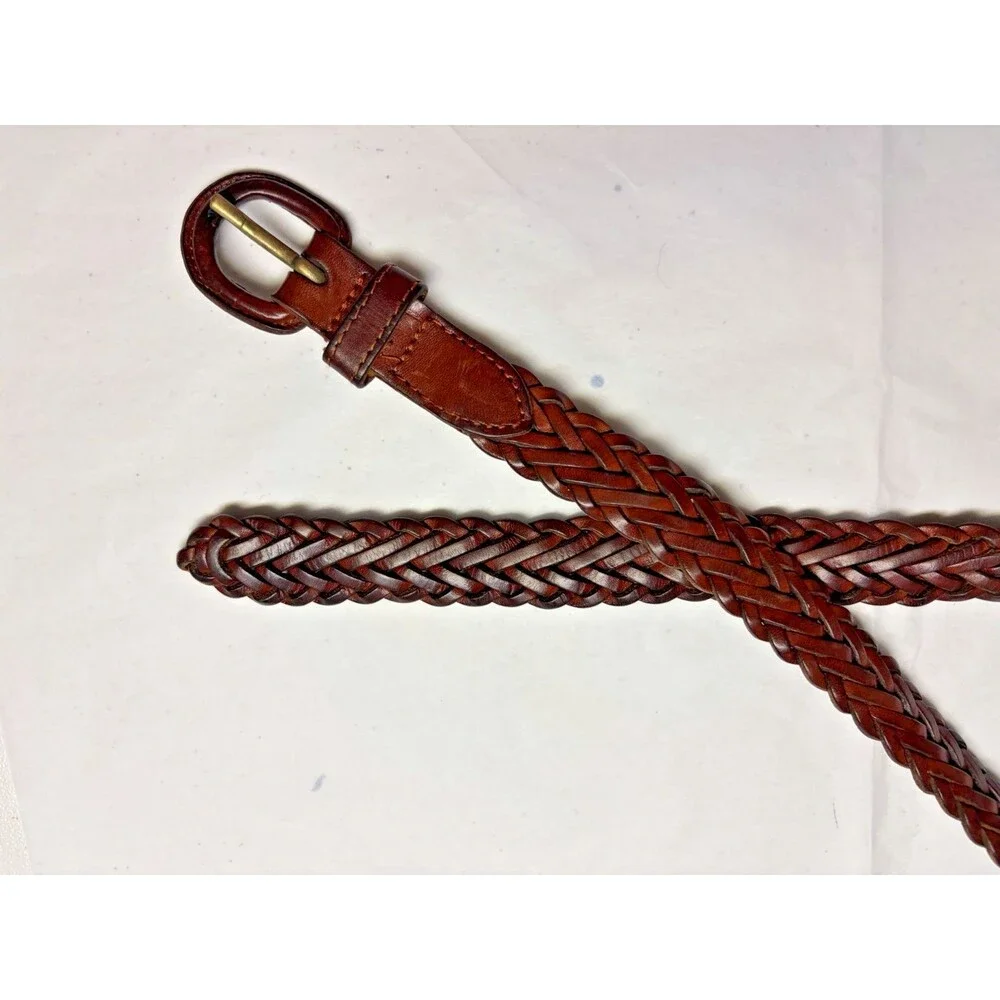 PMen’s Brown Braided Italian Leather  Belt Size 40/42